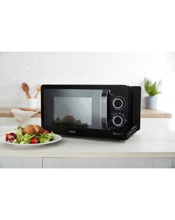 Tower Kettle, 2 Slice Toaster & Microwave Bundle Black