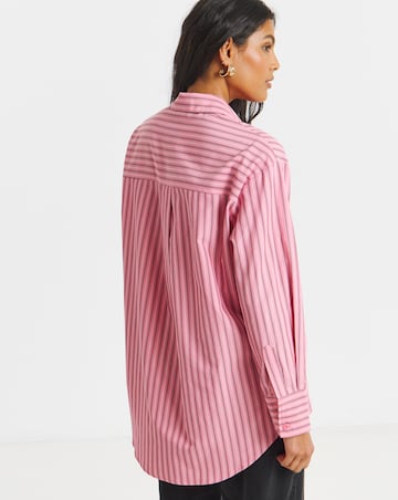 Simply Be Pink Stripe Oversized Shirt