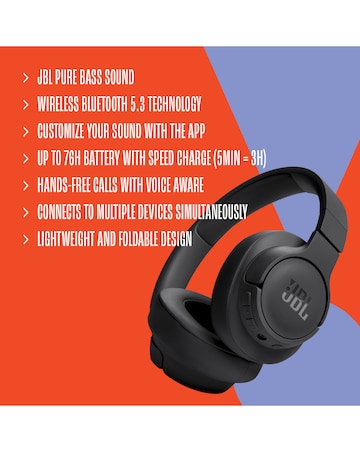 JBL Tune 720BT Wireless Over-Ear Headphones - Black