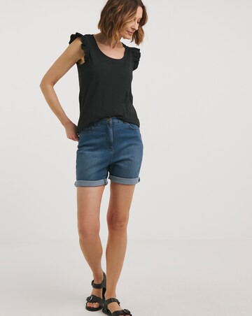 Black Ruffle Sleeve Vest