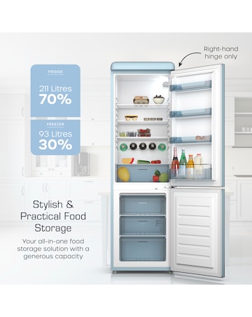 Swan SR11020BLNE Retro 60/40 Fridge Freezer - Blue
