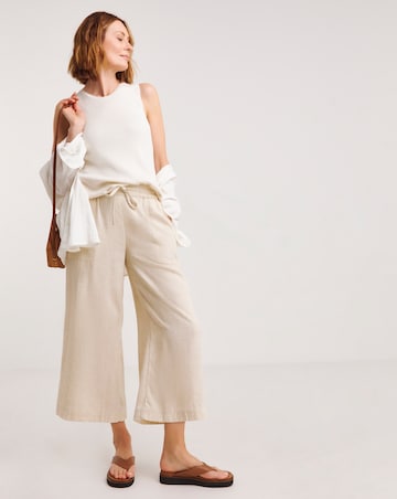 Sand Linen Mix Wide Leg Culotte