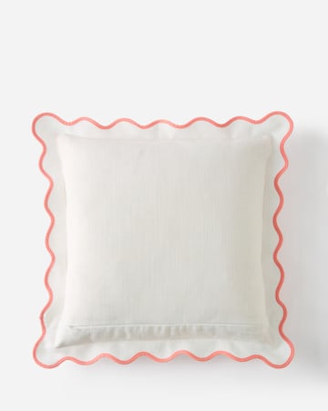 Lynn Embroidered Floral Vase Cushion with Scalloped Edges