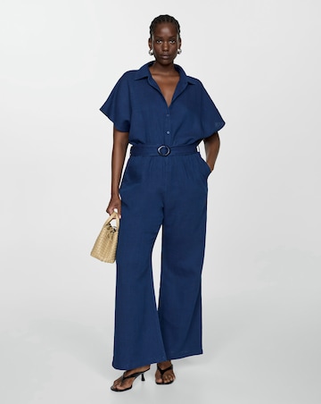 Mango Bambie Textured Cotton Jumpsuit