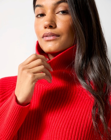 Ro&Zo Red Ribbed High Neck Jumper