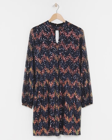 Ombre Sequin Keyhole Short Dress