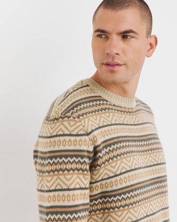 Neutral Crew Neck Fairisle Jumper