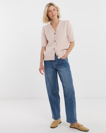 Puff Sleeve V Neck Cardigan