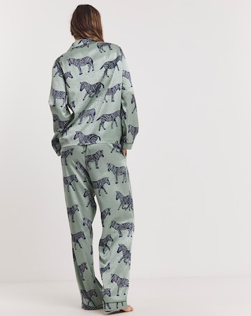 Chelsea Peers Woven Jacquard Satin Zebra Print Pyjama Set