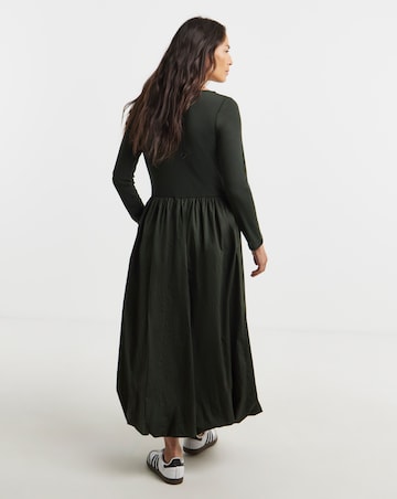 Bubble Hem Popplin Rib Dress