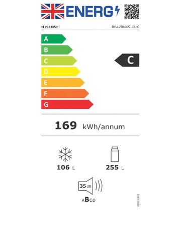Hisense RB470N4SICUK Total No Frost Fridge Freezer - Stainless Steel