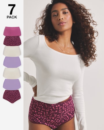 Pretty Secrets (7 Pack) Cotton Full Fit Knickers Heart Print