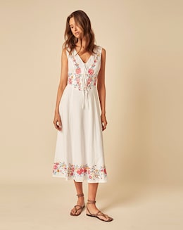 Nobody's Child Terra Midi Dress Embroidered