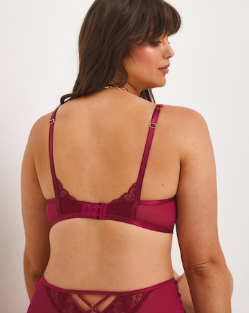 Figleaves Audrey Strapping And Embroidery Balcony Bra B-G - Redcurrant