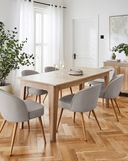 Charlotte Dining Table with 6 Emilie Fabric Chairs