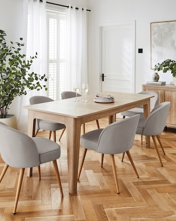 Charlotte Dining Table with 6 Emilie Fabric Chairs