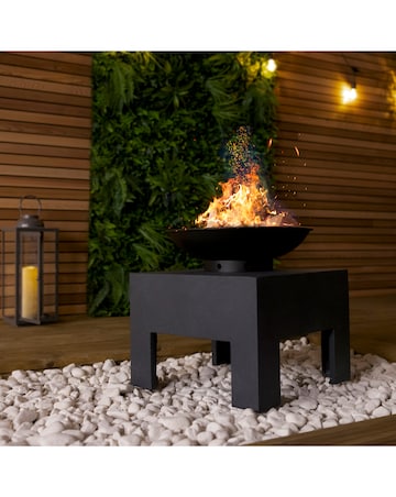 Charles Bentley Metal Fire Bowl With Square Stand