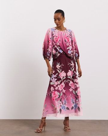 Joanna Hope Bubble Hem Floral Blouse