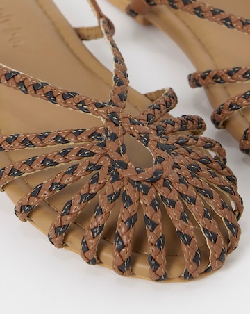 Latrice Leather Woven Detailing Flat Shoes - Wide Fit (E)