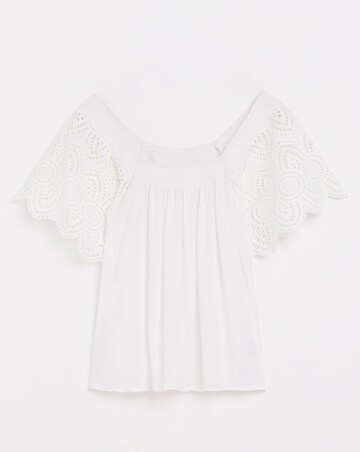 Square Neck Crochet Sleeve Top