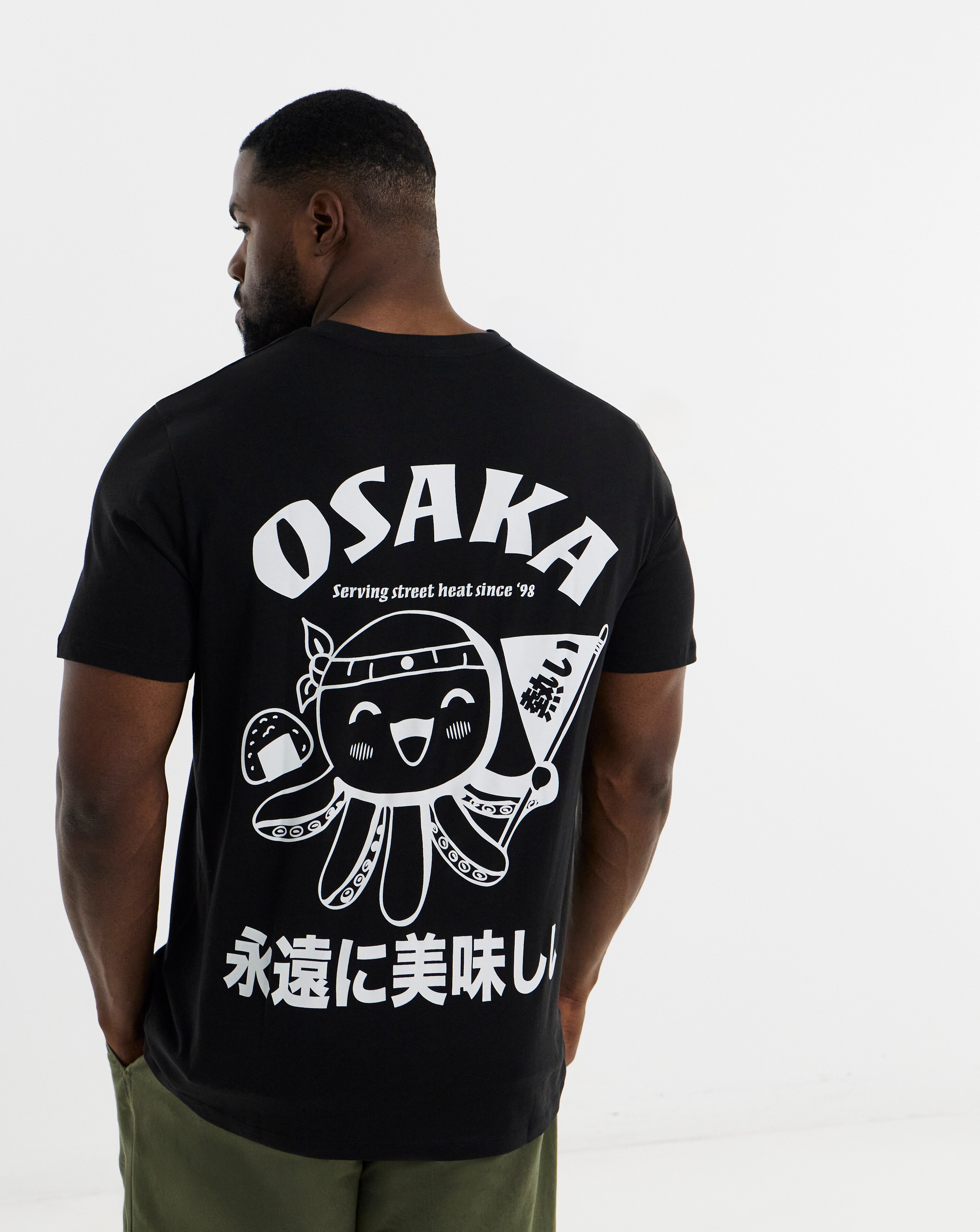 Jack & Jones Osaka Back Graphic T-Shirt - Black | JD Williams