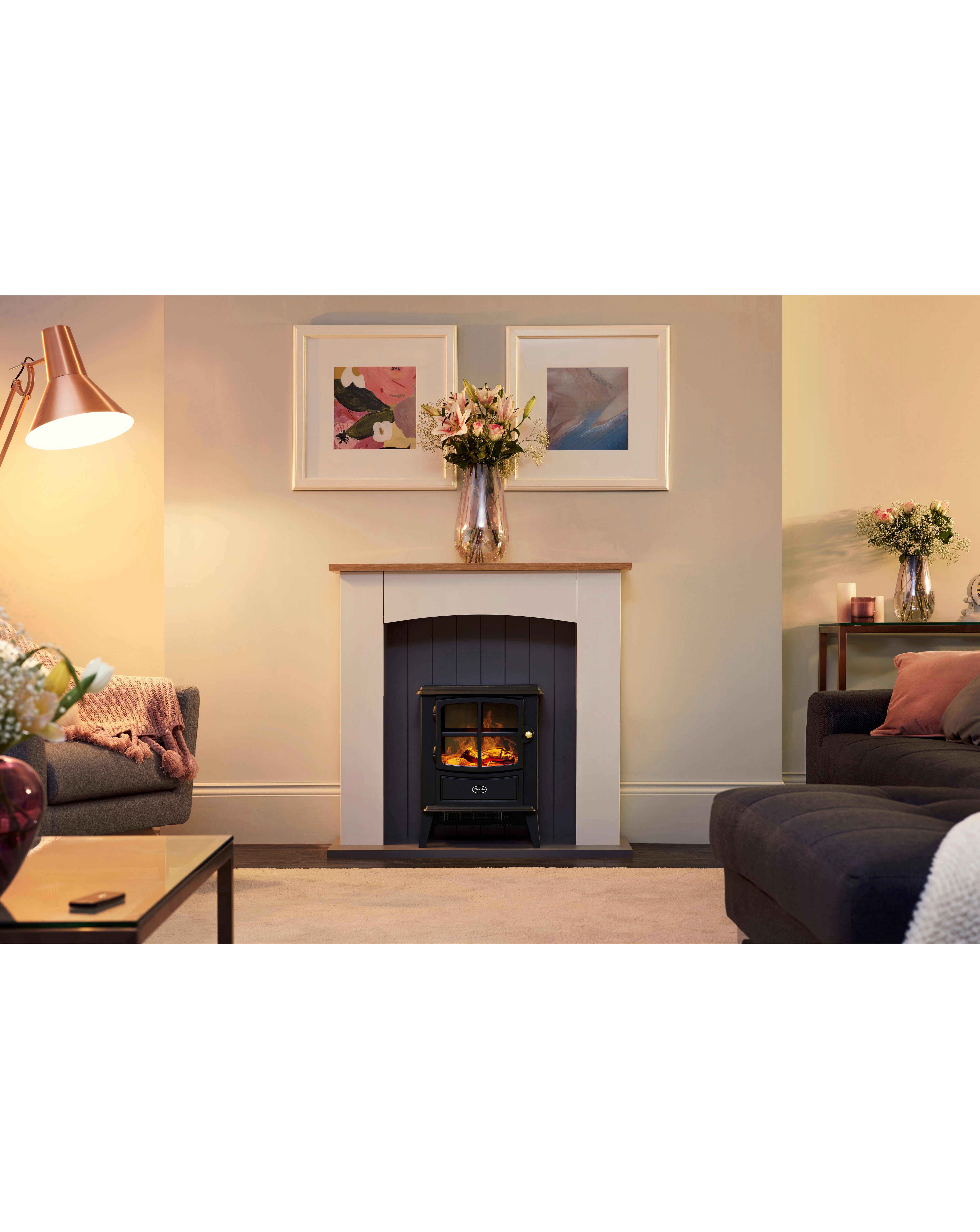 Dimplex OKM20 Oakmead White Electric Stove Fire Suite | JD Williams