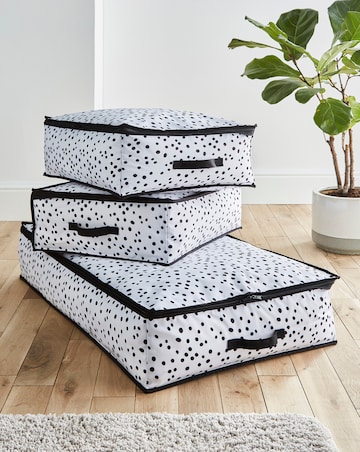 Set of 3 Spotty Underbed Storage Boxes