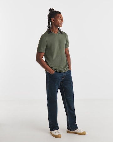 Pure Cotton V Neck T-Shirt Long Length-Khaki