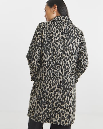 Animal Print Single Breasted Lined Coat