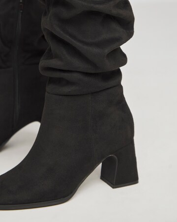 Talita Ruched Knee High Heeled Boots Extra Wide EEE Fit Super Curvy