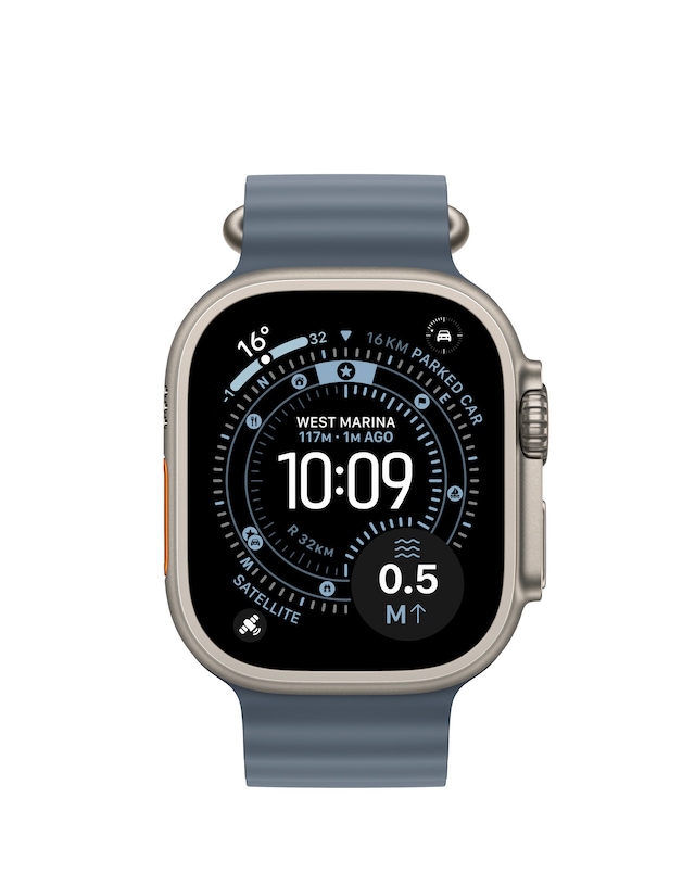 Apple Watch Ultra 3 GPS + Cellular 49mm Natural Titanium Case with Anchor Blue Ocean Band