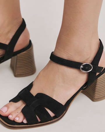 Greta Woven Detail Block Heel Sandals - Wide Fit (E)