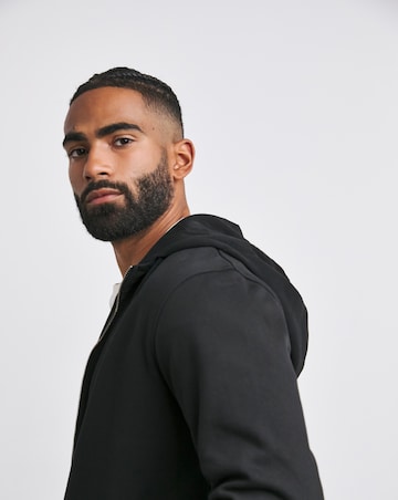 Full Zip Hoodie Extra Long Length- Black