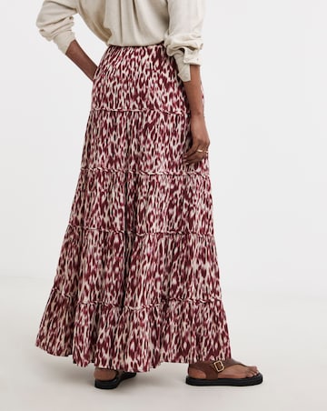 Printed Crinkle Tiered Maxi Skirt