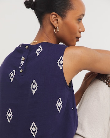 Sleeveless Linen Mix Shell Top