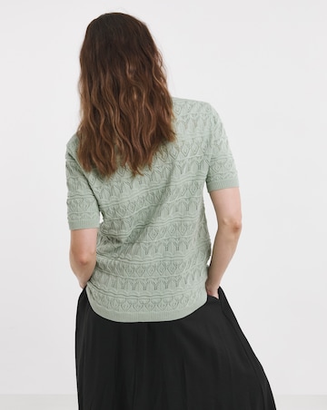 Sage Crochet Short Sleeve Jumper