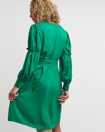 Balloon Frill Sleeve Swing Dress