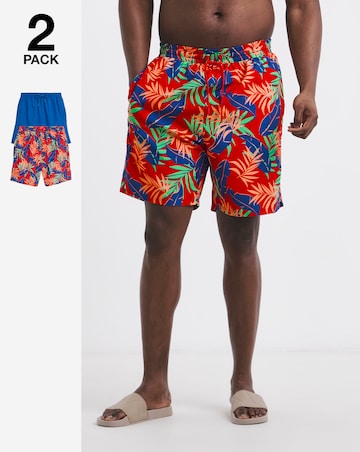 2 Pack Tropical Swim Shorts Long