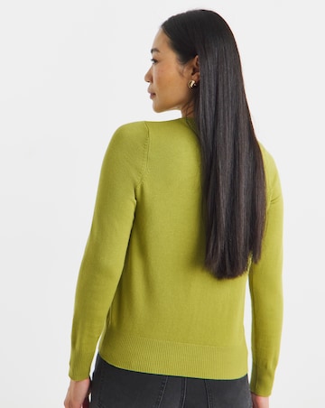 Green Crew Neck Cardigan