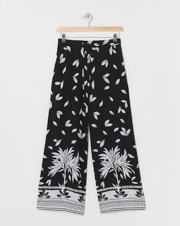 Spun Viscose Broder Print Wide Leg Trousers