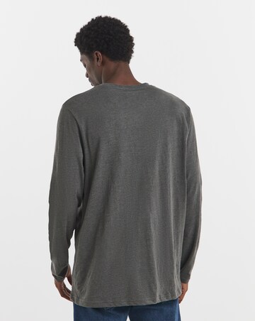 Long Sleeve Crew Neck T-Shirt Long Length- Charcoal