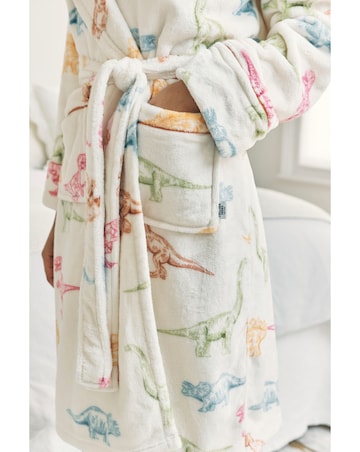 Chelsea Peers Dinosaur Print Fleece Hooded Dressing Gown