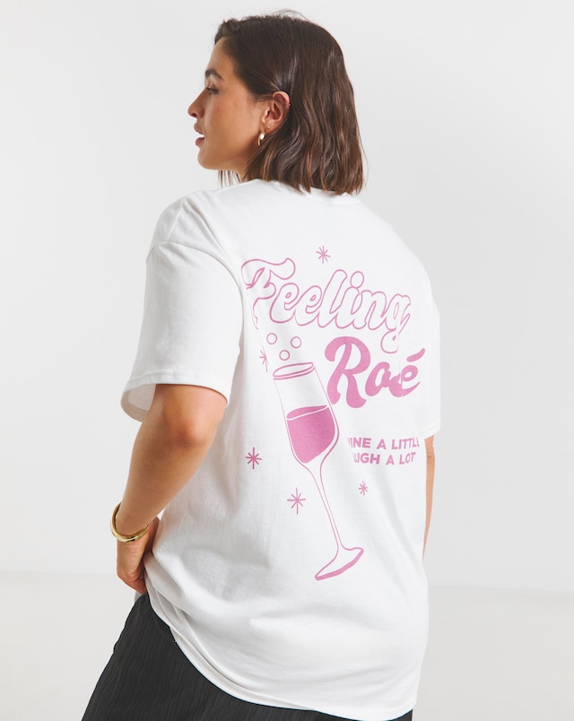 Simply Be White Feeling Rose Graphic T-Shirt