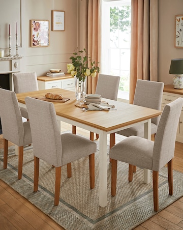 Julipa Ashford Extending 6 to 8 Seater Table with 6 Ava Fabric Chairs