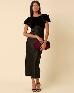 Nobody's Child Velvet Mix Midi Dress