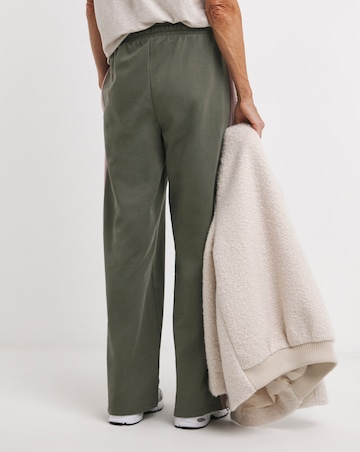 Khaki with Pink Side Stripe Wide Leg Joggers