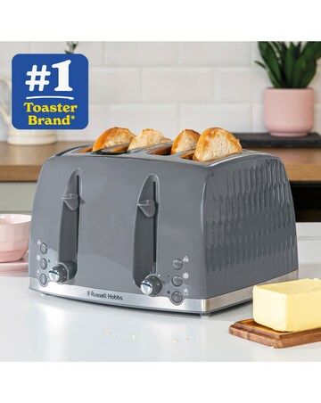 Russell Hobbs 26073 Textured Honeycomb Grey 4 Slice Toaster
