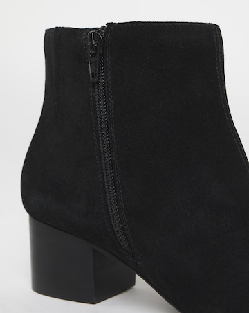 Chiba Suede Low Block Heel Ankle Boot - Wide Fit (E)