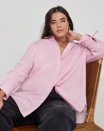 Simply Be Pink Stripe Open Back Shirt