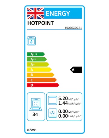Hotpoint HDG6GDCB1 60cm Gas Double Cooker with Glass Lid - Black + Install